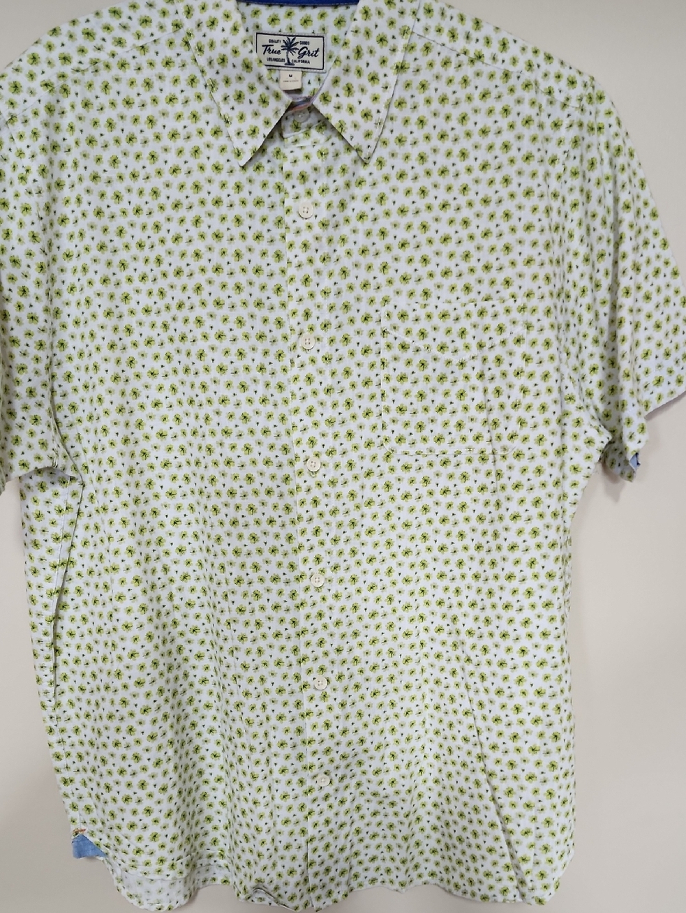 True Grit Men's Casual Green Floral Short Sleeve  Shirt Size M Preowned